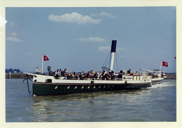 URh.DS Schaffhausen beim Manöver im Hafen von Konstanz um 1960.Sammlung Suhner.Dampferzeitung