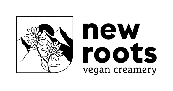 new roots logo mit Berg und Blume