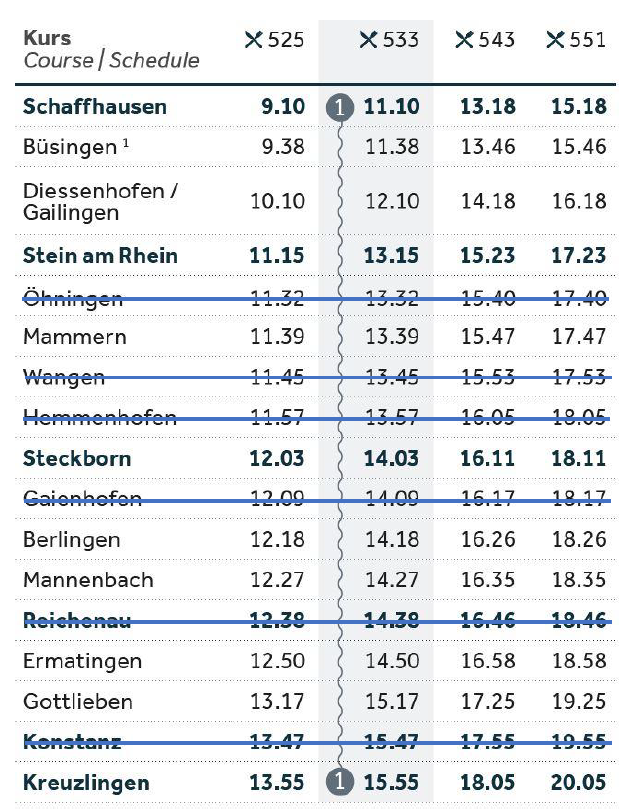 Fahrplan_richtung Kreuzlingen Frühling